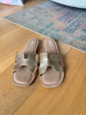 Esprit Metallic Gold Slide Sandals